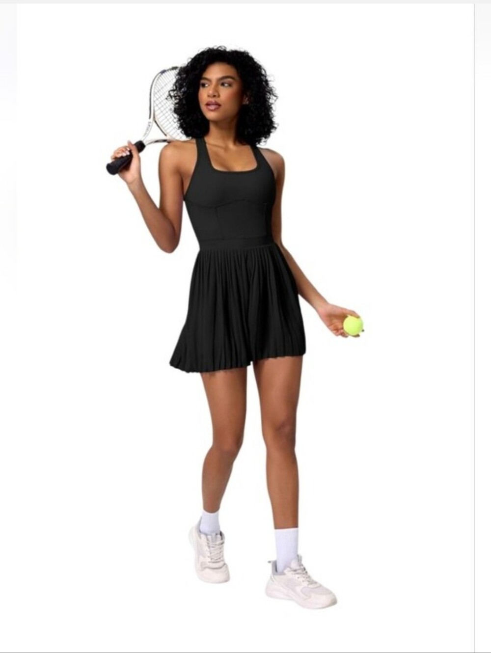 All On Motion Women’s Black Pleated Tennis Skirt Dress